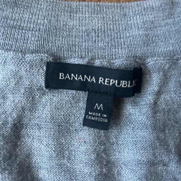 Banana Republic V Neck Gray 100% Wool Sweater Women’s Sz‎ M Lightweight - Picture 9 of 9